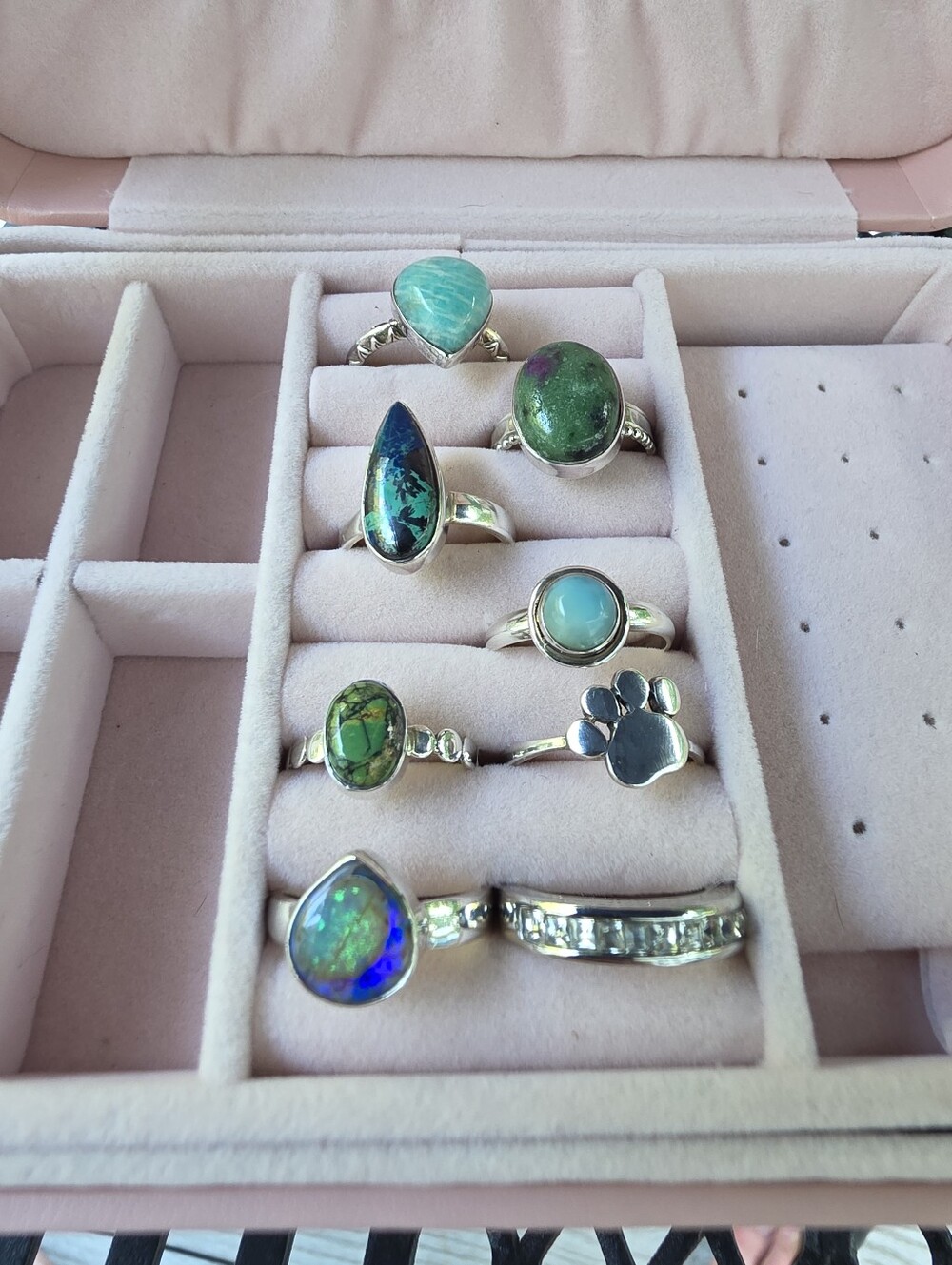 Multi-Stone Plated Statement Ring Lot Bundle Estate in Teal, Turquoise & Green - Picture 3 of 12